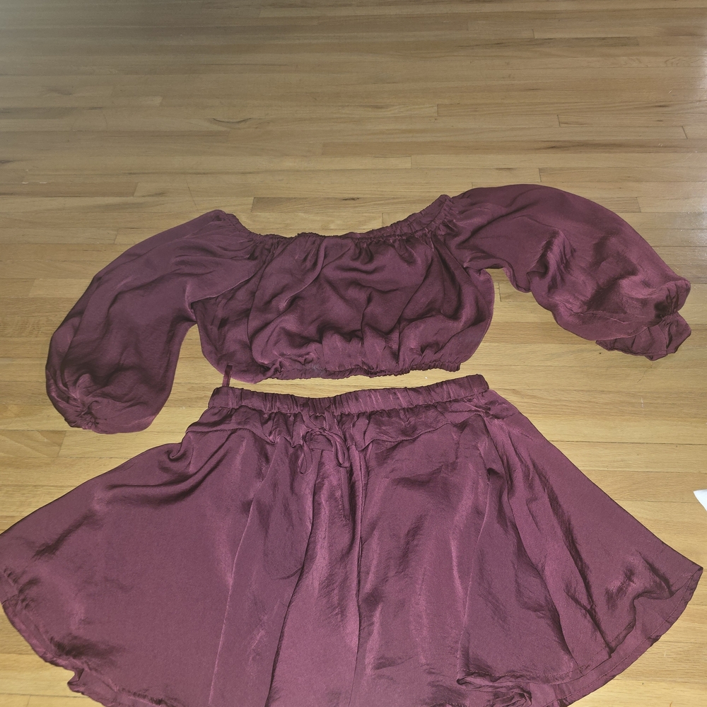 Elegant Burgundy Skirt Set